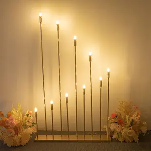 120cm 10 Arm Metal Gold Candle Holder Candelabra Wedding Decoration With Lights Plug-in Stand Candlestick Wedding Party Stage