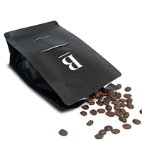 Pochette à café personnalisée marron mat écologique en aluminium et LDPE, sans valve, avec fermeture éclair, sac souple à fond plat avec impression personnalisée