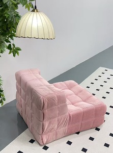 Mufang High Quality Minimalist <strong>Pink</strong> Waffle Upholstered Reclining Eco-Friendly Compressed Sponge Filling Modular <strong>Sofa</strong> <strong>Bed</strong> for - Product Image 4
