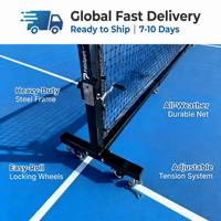PatsSport Filet de pickleball robuste professionnel avec roues portables, cadre en acier galvanisé, tendeur réglable, pour entraînement en intérieur