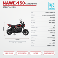 Mini moto automatique 150cc, moteur refroidi par air, frein à disque avant, démarrage électrique, vitesse maximale de 80 km/h, EURO 5, vente en gros
