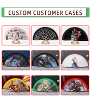 Éventail artisanal frais de 23 cm avec impression UV de qualité supérieure, personnalisation complète du motif, cadeau promotionnel tendance pour les mariages et événements.