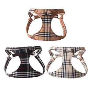 New Trends Fashion Plaid Bowtie Dog <b>Harness</b> Leash Manufacture Luxury Adjustable Step in No Pull Padded <b>Pet</b> Dog <b>Harness</b> - Product Image 1