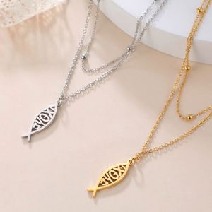 Collar con Símbolo de Pez Jesús (Ichthys) de Myshape, Acero Inoxidable, Regalos Religiosos, Amuleto de <span class=keywords><strong>Amistad</strong></span> <span class=keywords><strong>y</strong></span> Amor, Joyería Cristiana - Product Image 1