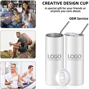 Vaso de Acero Inoxidable CHUFENG con Logotipo Personalizado, para Sublimación, con Pajita y Tapa, para Bebidas de Café - Product Image 1