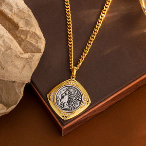 Collar de diosa agrícola de moneda antigua de nueva edición con figura en relieve de la Deidad, collar de doce deidades principales de gama alta - Product Image 3