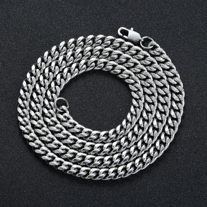 สร้อยคอเหล็กสแตนเลสขนาด 4 มม.-9 มม. แบบเรียบง่าย สไตล์ฮิปฮอป ผิวเรียบ โซ่คิวบา โซ่กลมขัดเงา แฟชั่นสำหรับผู้ชาย - Product Image 4