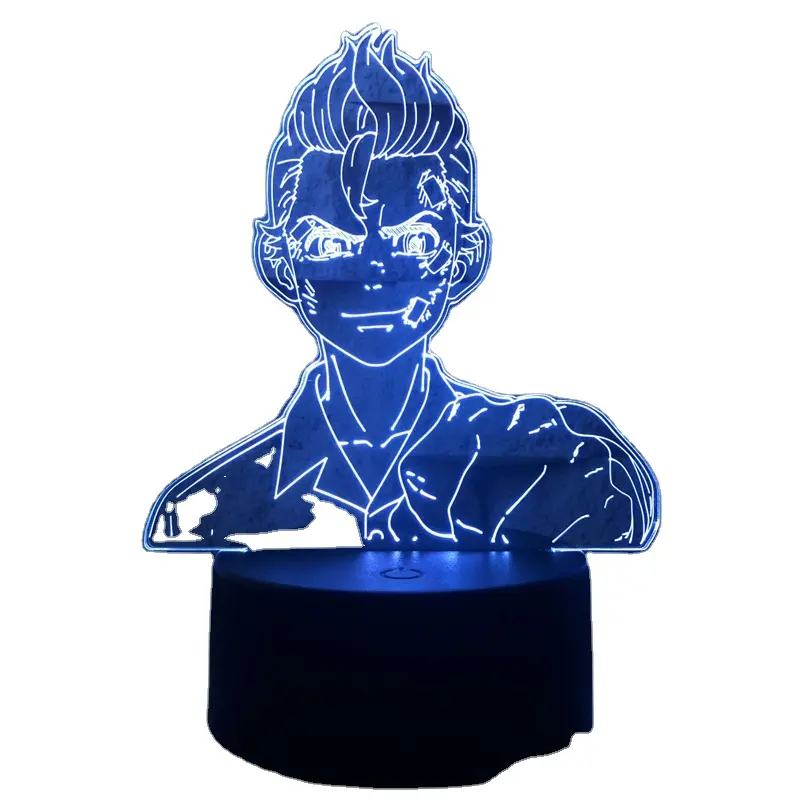 Akrilik 3D LED Lampu Malam Lampu Meja Tokyo Revengers Anime Lampu Sentuh Remote USB RGB Lampu Malam untuk Dekorasi Kamar Tidur Hadiah Anak-anak