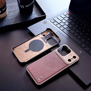 เคสอะลูมิเนียมอัลลอยด์ดีไซน์พิเศษ V-A02 สำหรับ iPhone 13 14 15 16 17 Pro Max พร้อมฝาปิดหนังและแม่เหล็ก - Product Image 3