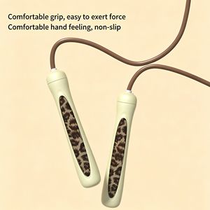 Corde à sauter élégante à imprimé léopard, haute qualité, ABS et PVC, longueur réglable, poignée résistante à la transpiration pour l'exercice - Product Image 6