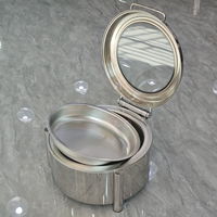 Réchaud de buffet rond en acier inoxydable de 6 L pour restaurants et hôtels, alimenté au combustible, facile à nettoyer