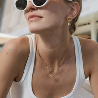 Accessoires en cristal lisse de haute qualité, ensembles de colliers et boucles d'oreilles minimalistes assortis, bijoux durables plaqués or TGXL14134