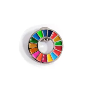 뜨거운 판매 금속 에나멜 옷깃 핀 지속 가능한 개발 목표 SDGs 유엔 배지