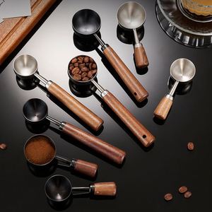 Cucharas Medidoras de Acero Inoxidable con Mango Largo de Madera de Nogal de 15-30 ml, Personalizadas y de Alta Calidad, para Café - Product Image 1