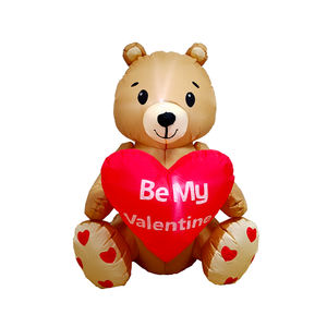 Oso Inflable de San Valentín de 4 Pies con Corazón Iluminado con LED para Decoración de Bodas, Hogar, Jardín, Césped y Fiestas - Product Image 1