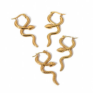 Pendientes al por mayor de acero inoxidable 316L chapados en oro de 14k y 18k, joyería fina de moda, pendientes colgantes de serpiente para mujer - Product Image 3