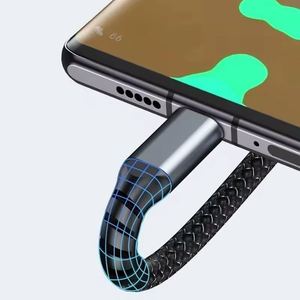 100W <b>Type</b> <b>C</b> 3 in 1 Nylon Braided Data Night-Luminous Universal Cell Phone <b>Usb</b> <b>Cable</b> <b>Type</b>-<b>C</b>/Android Charger Cord - Product Image 5