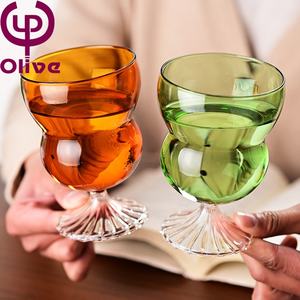 Cadeau Vert Orange Lait Café Tasse à boire Soufflé à la main Colorful Gourd Wine Glass Elegant 300ML High Borosilicate Ice Cream <span class=keywords><strong>Gobelet</strong></span> - Product Image 3