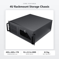 Casing Rak Industri 4U 19 Inci yang Dapat Disesuaikan dengan Pegangan Logam, Baja 0.8-1.0mm, Chassis Server IPC Kontrol Industri