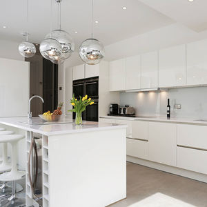 Armoires de cuisine modulaires personnalisées modernes, couleur unie, finition brillante sans peinture, pour appartement - Product Image 5