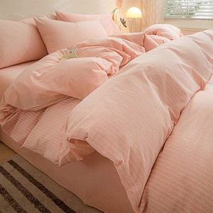 ชุดผ้าปูที่นอนลายทางเรียบง่าย ผ้าฝ้าย 4 ชิ้น ชุดผ้าคลุมเตียง ผ้าฝ้าย รุ่นใหม่ ปี 2026 พร้อมผ้าปูที่นอนและปลอกผ้านวม ปลอกหมอน - Product Image 6