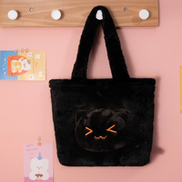 Sac fourre-tout en peluche chat, sac à main moelleux avec tête de chat 3D et nœud, sac à bandoulière en peluche longue et moelleuse motif animal de dessin animé Kawaii, grande capacité, vente en gros