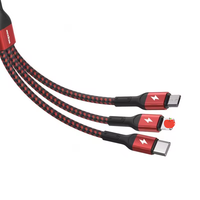 Cable de Carga Rápida y Datos Wopow WX10 de 1.2m, Trenzado de Nailon, 3 en 1, Tipo-C/Micro USB 3.0A, para Teléfono, Computadora, Cámara, Auriculares - En Stock