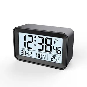 Despertador digital Pantalla de temperatura LCD electrónica Tiempo de retroiluminación Calendario de repetición DCF Radio Mesa Escritorio Despertador inteligente
