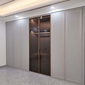 Santopova Closet <b>Wardrobe</b> with Mirror Swing Door Wooden 5 Door Armoire Black Modern <b>Wardrobe</b> - Product Image 4