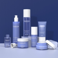 Pot de crème pour le visage en verre de 30g 50g 30ml 40ml 100ml Conteneur de soin de la peau Cylindre givré de luxe Bouteille à pompe pour sérum et lotion cosmétique