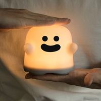 Lampe de nuit LED rechargeable en silicone moderne, mignonne lampe de table fantôme de dessin animé avec capteur tactile USB pour chambre de bébé, chambre à coucher, salon