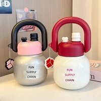 Bouteille isotherme en acier inoxydable style influenceur avec infuseur à thé, double paille, grande capacité, poignée portable, 6-12