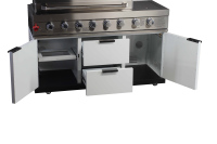 Barbecue au gaz moderne en acier inoxydable 304 avec armoire et brûleur latéral pour cuisine extérieure