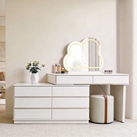 Table de toilette moderne de luxe en bois massif durable avec miroir et rangement pour chambre et appartement