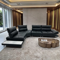Luxuriöses L-förmiges Design Echtleder Villa Große Wohnung Möbel Verstellbare Rückenlehne Wohnzimmer Couch Ecksofa