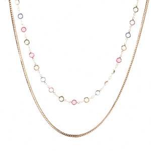 2023 सबसे अच्छा बेच सोना मढ़वाया स्तरित लिंक चेन हार रंगीन जेड क्रिस्टल मोती अवस्र्द्ध हार के लिए गर्मियों में महिलाओं - Product Image 2