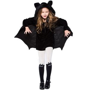Costume de chauve-souris pour filles, ailes, sweat à capuche noir confortable, tenue amusante pour fête d'Halloween, combinaison mignonne à motif animal, polyester, cosplay d'Halloween - Product Image 1