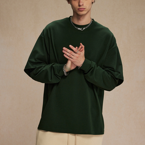 T-shirt à manches longues pour homme, double couche, de haute qualité, avec logo personnalisé, design imprimé décontracté, coupe ample, tissu tricoté pour le printemps - Product Image 3