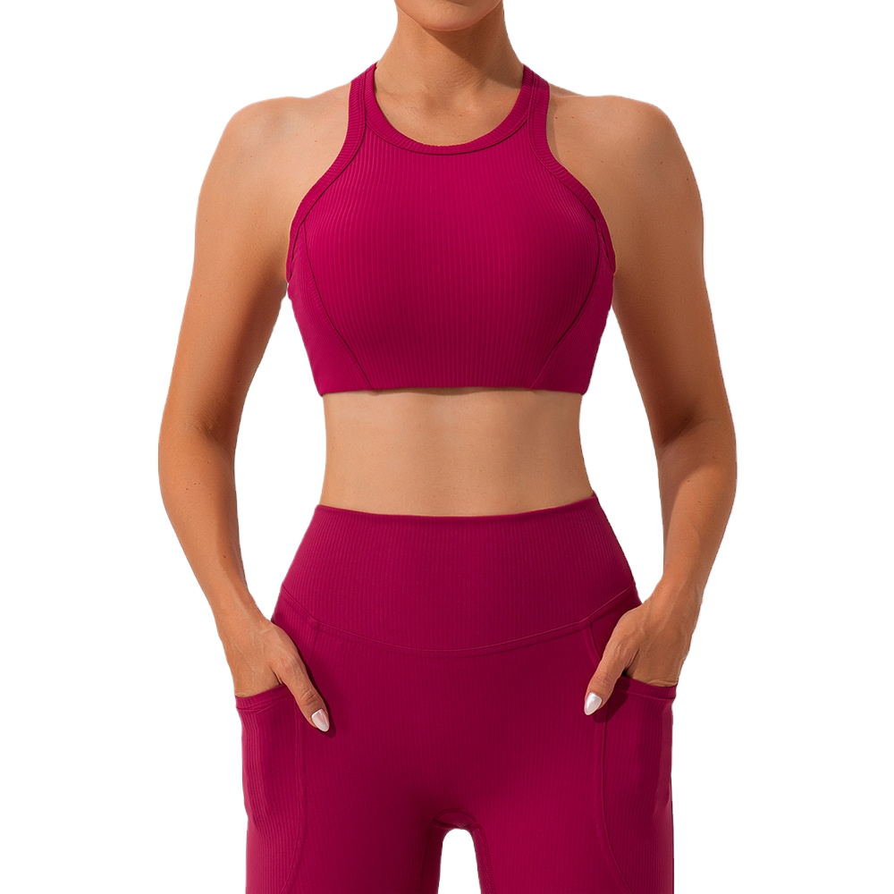 Women's Simple Lightweight Breathable Quick Dry Four-Way Stretch Yoga Racer Back Solid Sports Bra Medium Support