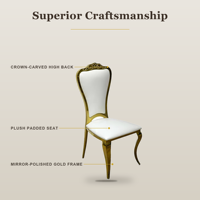 Chaises de mariage de luxe en acier inoxydable doré avec dossier en cuir blanc en forme de pétale pour événements, fêtes et banquets (vente en gros)