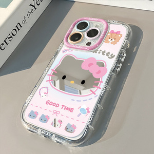 Funda de Teléfono con Espejo y Diseño de Gatito para iPhone 12 13 14 16 17 Pro Max, Color Crema, Protección Anticaídas con Decoración de Joyas - Product Image 3