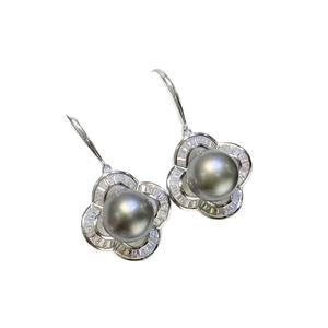 22529 DIY <b>Pearl</b> Accessories S925 Silver Earnail Empty Tray Simple Silver Jewelry Ear Hook with 9-11mm Round Beads <b>Pearl</b> <b>Earrings</b> - Product Image 5