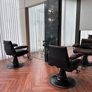 Sillón de Barbería Hidráulico Negro Moderno con Cuero PU, Ajustable, Giratorio 360 Grados y Base Redonda para Uso Comercial en Barberías - Product Image 6