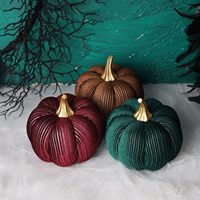 3 Pcs Décorations de Thanksgiving Grandes Citrouilles Artificielles, Centres de Table d'Automne Vert Marron Violet, Décorations d'Automne