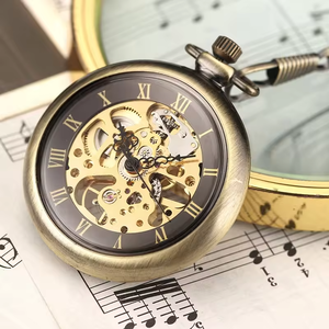 <span class=keywords><strong>Montre</strong></span> de poche mécanique rétro en bronze à remontage manuel <span class=keywords><strong>pour</strong></span> homme, avec chaîne FOB, chiffres romains, en acier lisse, unisexe <span class=keywords><strong>pour</strong></span> <span class=keywords><strong>femme</strong></span> - Product Image 4