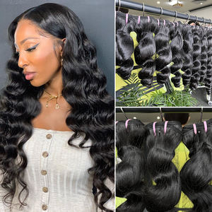 ผมเรมี่ดิบของชาวบราซิลที่มีความหนาแน่นสูงสีดำธรรมชาติเครื่องหยักศกแบบหลวมผมทอคู่ - Product Image 2