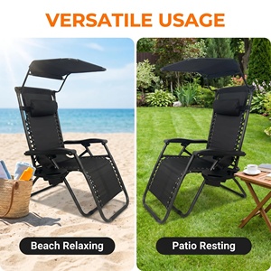 Silla Reclinable de <span class=keywords><strong>Gravedad</strong></span> Cero de Diseño Moderno y Lujoso, Ajustable, para Broncearse, con Toldo, Plegable, para Playa y Descanso - Product Image 4