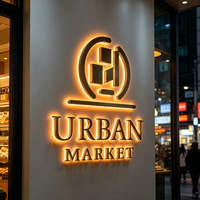 Letrero Publicitario LED Metálico Retroiluminado, Tablero de Exhibición con Logotipo Personalizable para Negocios, Tiendas, Salones, Edificios - Alimentado por CA