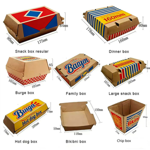Kişiselleştirilmiş Baskılı Paket Servis <span class=keywords><strong>Burger</strong></span> Kutusu Patates Kızartması Sokak Atıştırmalıkları Fast Food <span class=keywords><strong>Burger</strong></span> Ambalaj Kutusu - Product Image 6