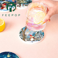 Vente en gros de sous-verres pour sapin de Noël sous-verres en diatomite écologiques personnalisables à séchage rapide pour dessus de table